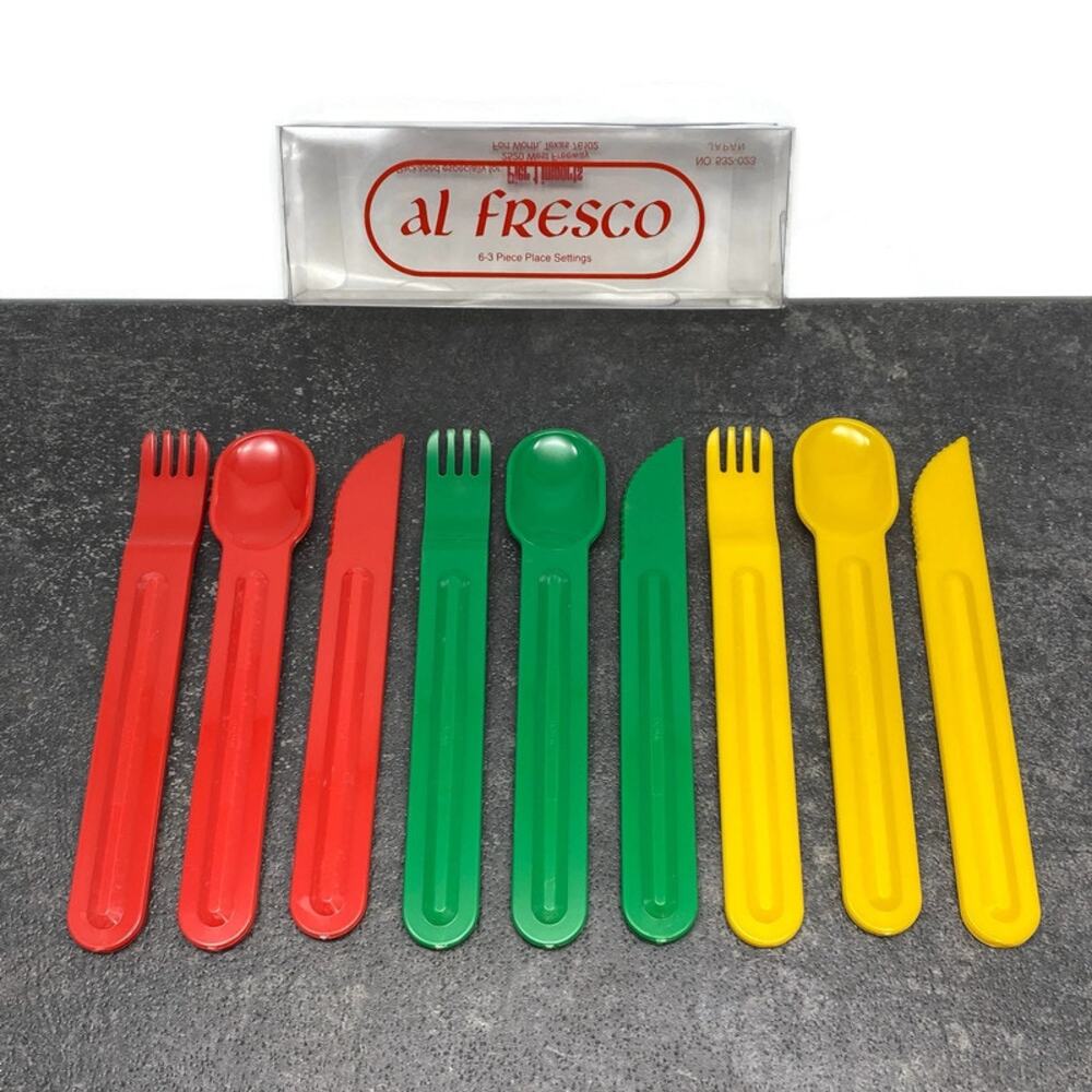 Pier 1 Al Fresco 6 Place Settings Plastic Modern Flatware Camping Travel‎ Japan